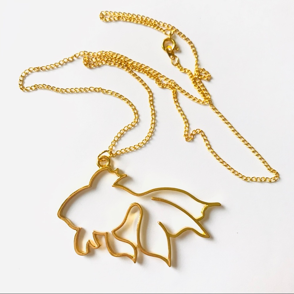 Huge Gold Hollow Goldfish Necklace